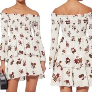 A.L.C. White Floral Off-Shoulder Mini Dress